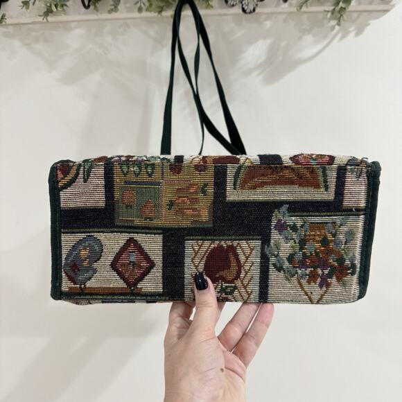 Vintage Home Sweet Home Needle Point Tapestry Should Bag With Mini Coin Purse - Picture 4 of 7